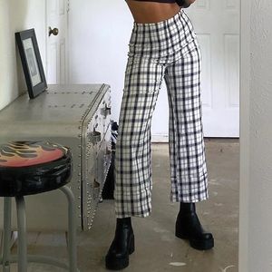 Princess Polly Black and White Plaid Boot Cut Pants